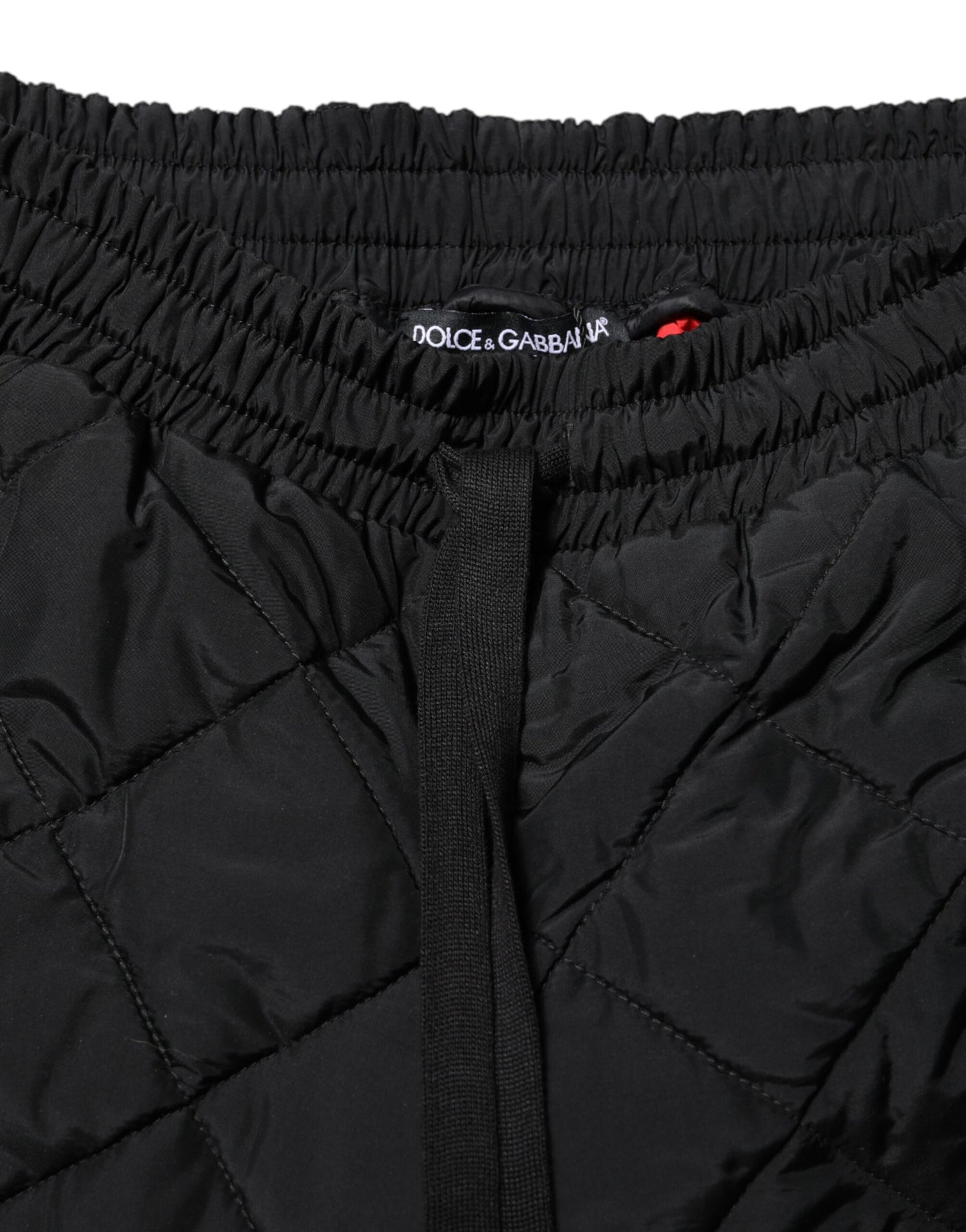Dolce & Gabbana Black Quilted Mid Waist Jogger Pants Dolce & Gabbana