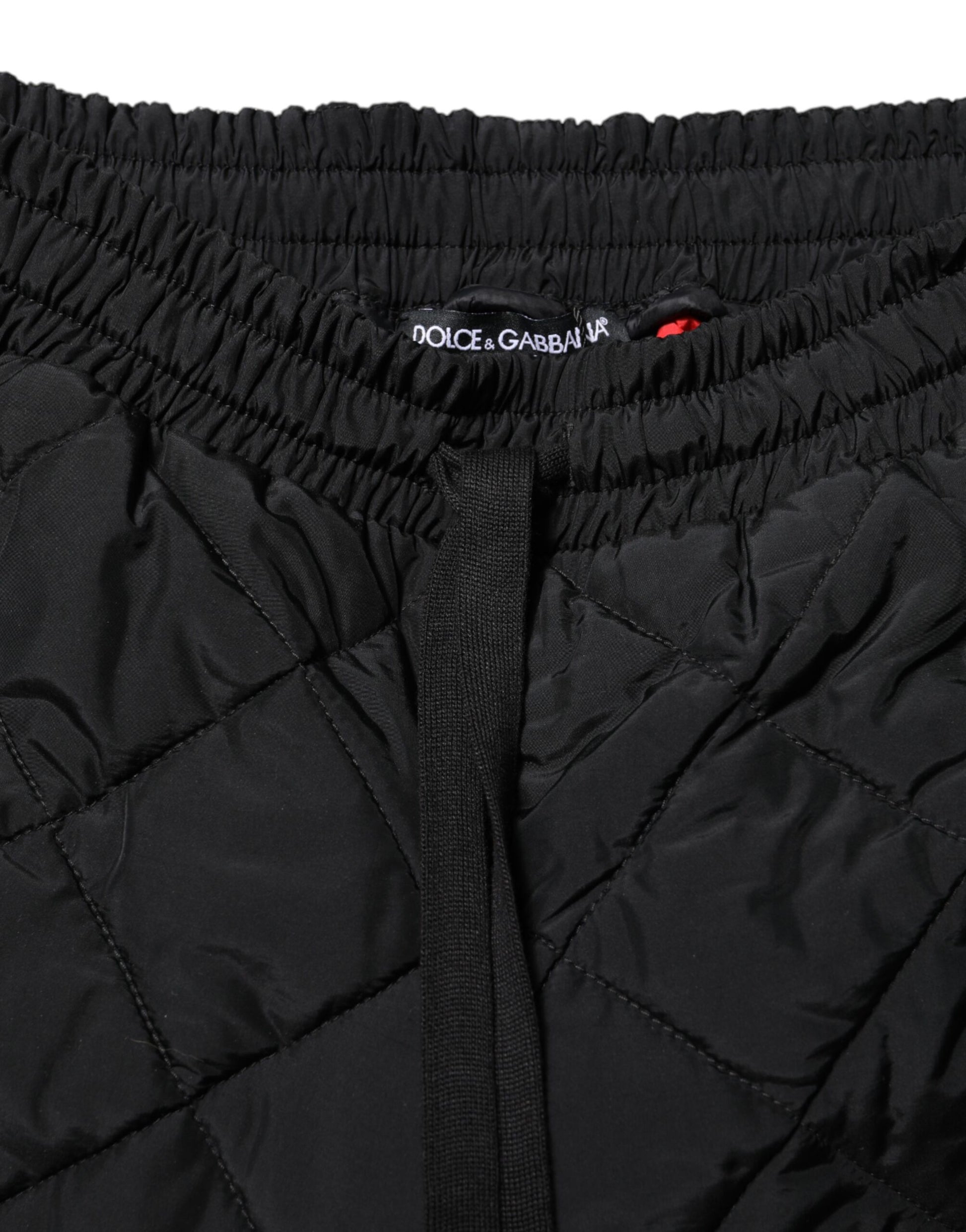 Dolce & Gabbana Black Quilted Mid Waist Jogger Pants Dolce & Gabbana