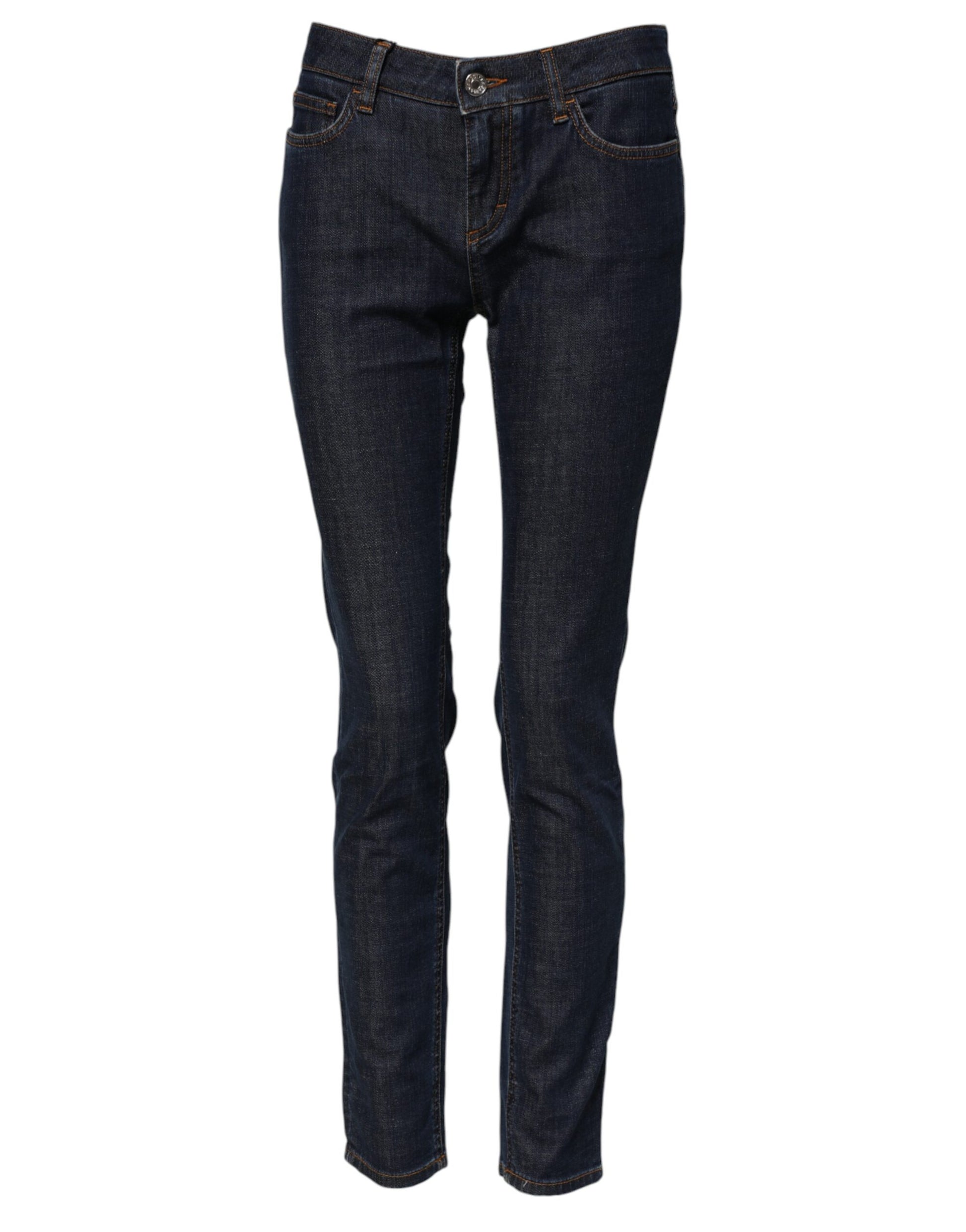 Dolce & Gabbana Blue Skinny Cotton Mid Waisted Denim Jeans Dolce & Gabbana