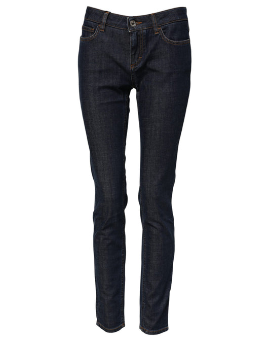 Dolce & Gabbana Blue Skinny Cotton Mid Waisted Denim Jeans Dolce & Gabbana
