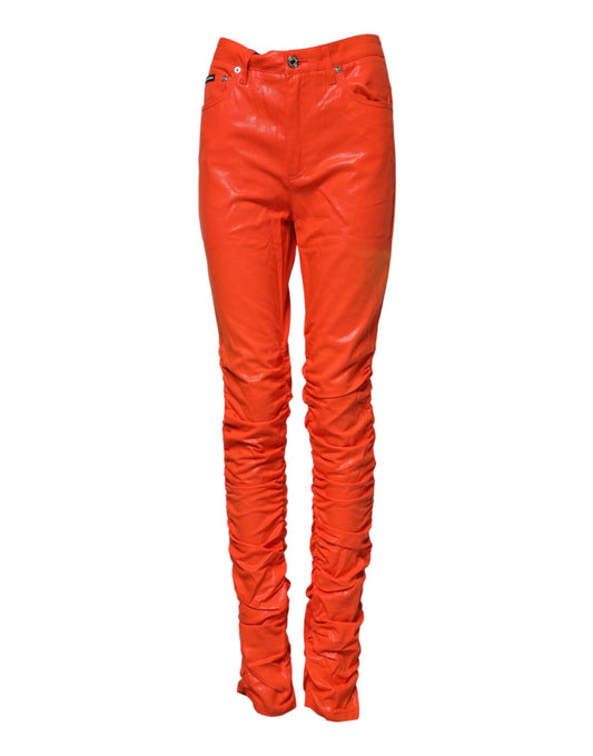 Dolce & Gabbana Orange Cotton High Waisted Denim Jeans Dolce & Gabbana