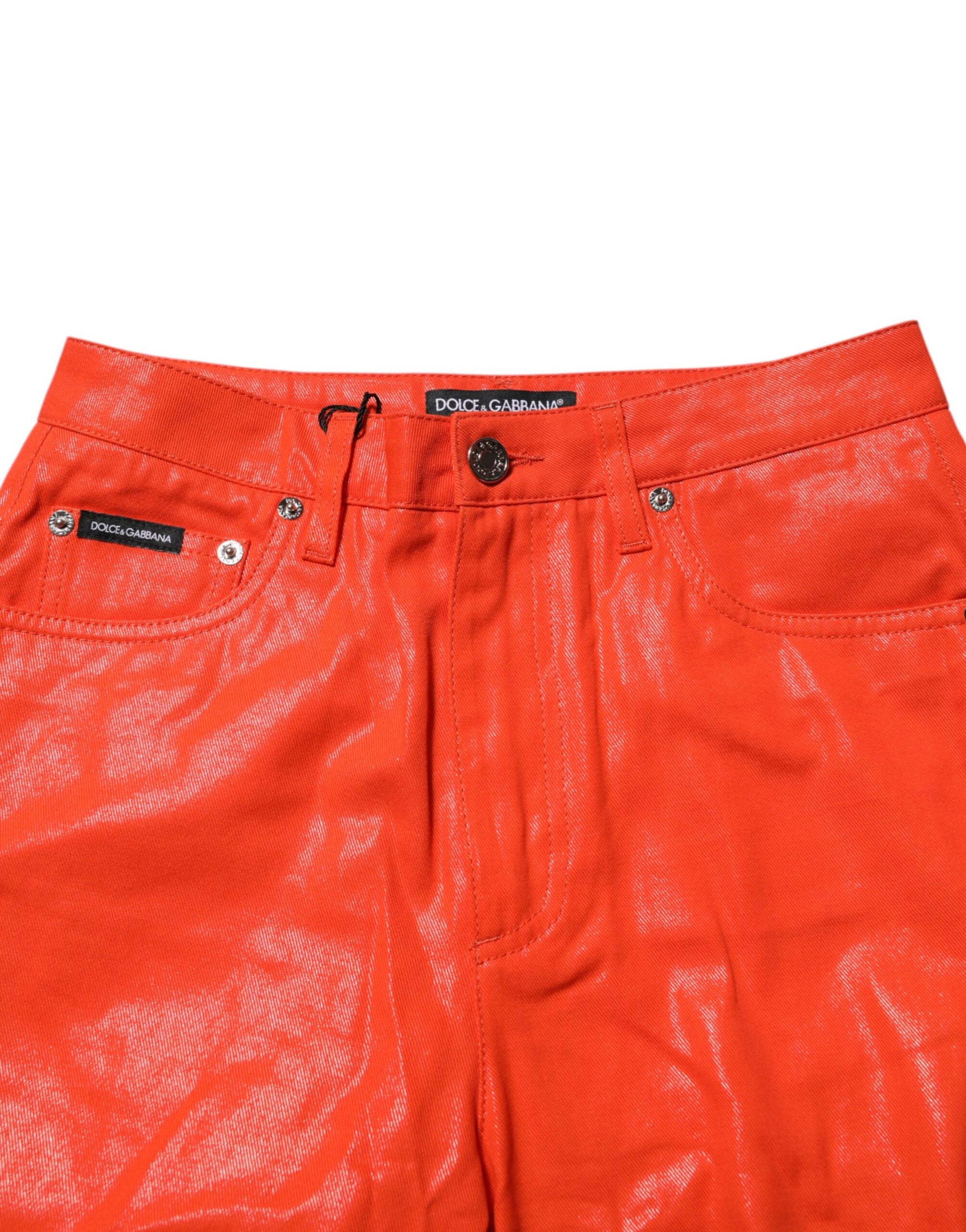 Dolce & Gabbana Orange Cotton High Waisted Denim Jeans Dolce & Gabbana