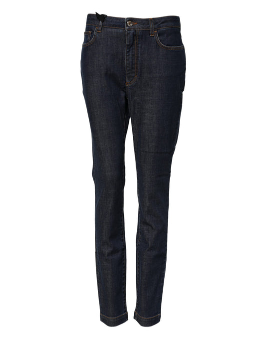 Dolce & Gabbana Blue Queen Patch AUDREY Mid Waist Denim Jeans Dolce & Gabbana