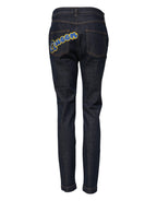 Dolce & Gabbana Blue Queen Patch AUDREY Mid Waist Denim Jeans - Eljoys Fashion 