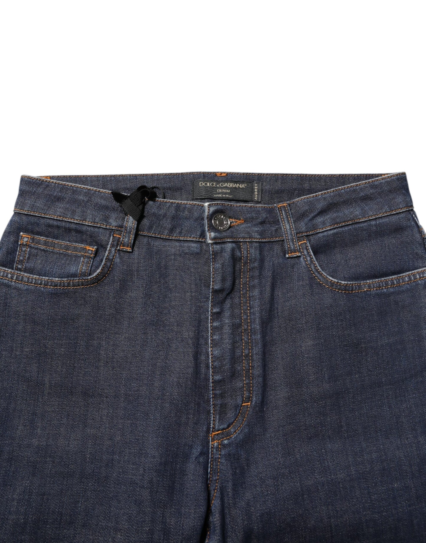 Dolce & Gabbana Blue Queen Patch AUDREY Mid Waist Denim Jeans Dolce & Gabbana