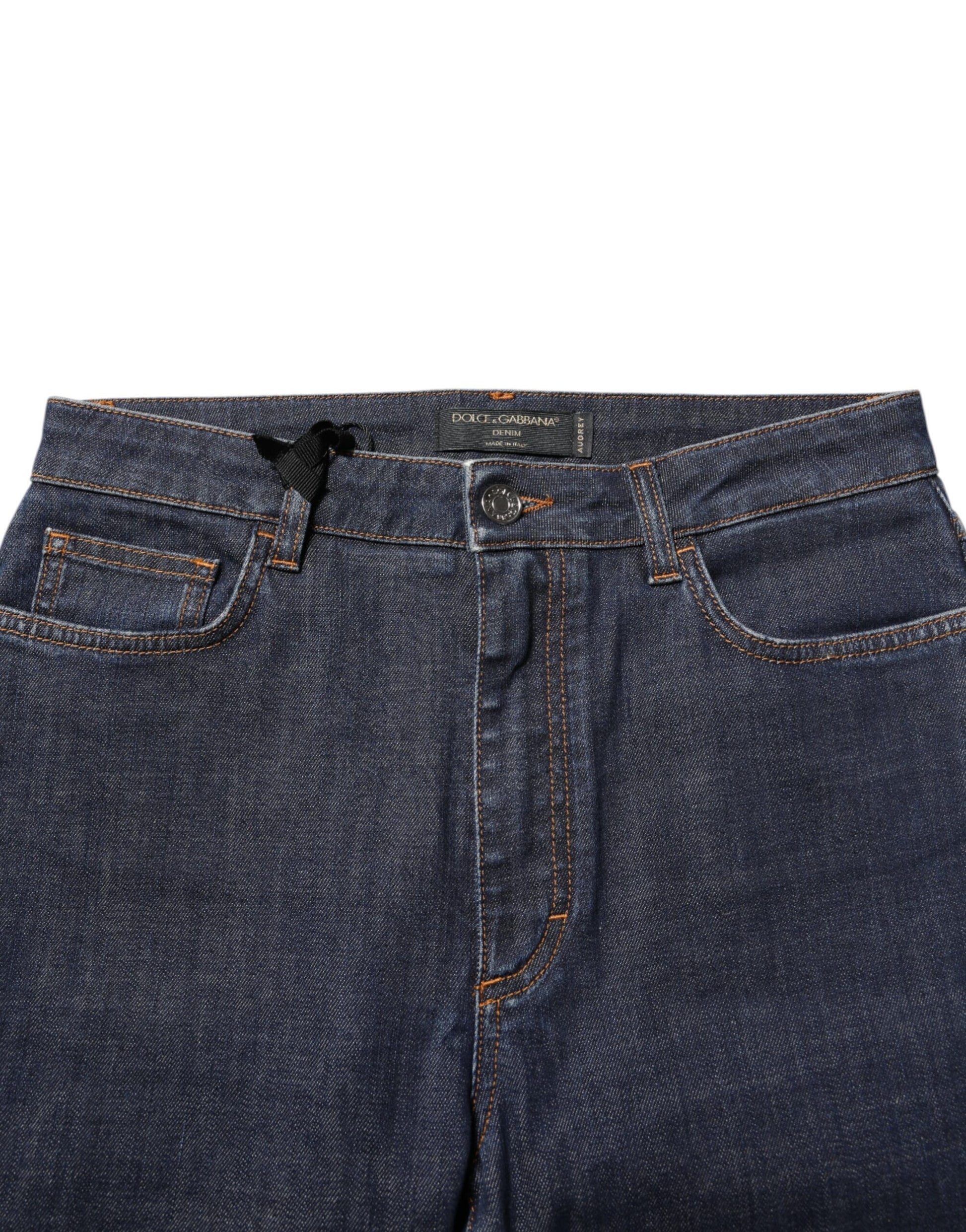 Dolce & Gabbana Blue Queen Patch AUDREY Mid Waist Denim Jeans Dolce & Gabbana