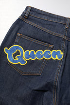 Dolce & Gabbana Blue Queen Patch AUDREY Mid Waist Denim Jeans - Eljoys Fashion 