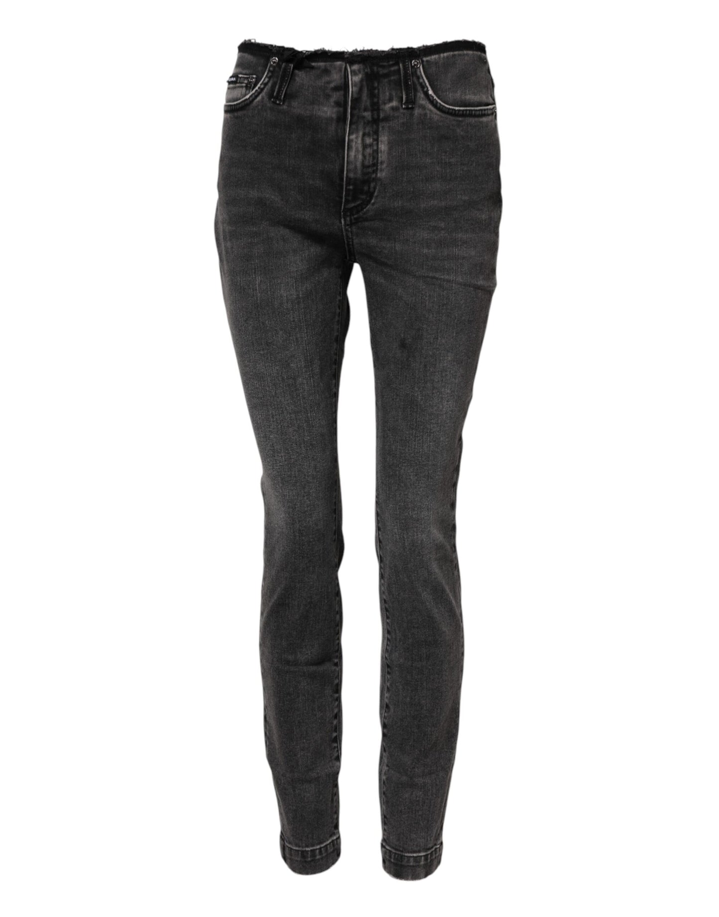 Dolce & Gabbana Gray Skinny Cotton Mid Waisted Denim Jeans Dolce & Gabbana