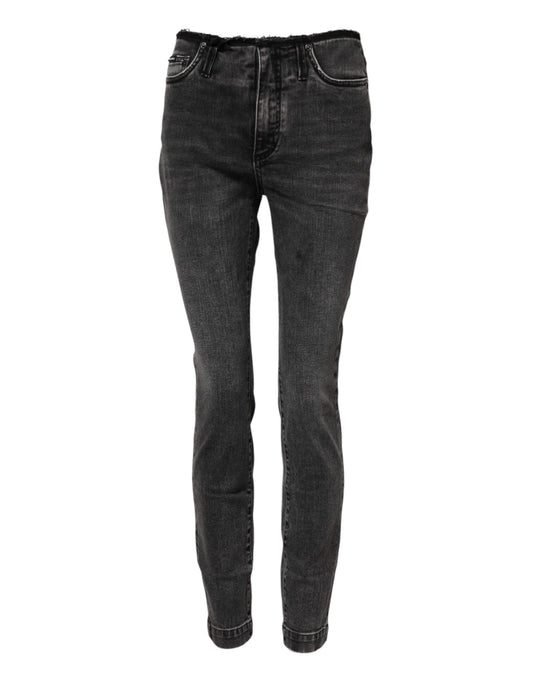 Dolce & Gabbana Gray Skinny Cotton Mid Waisted Denim Jeans Dolce & Gabbana