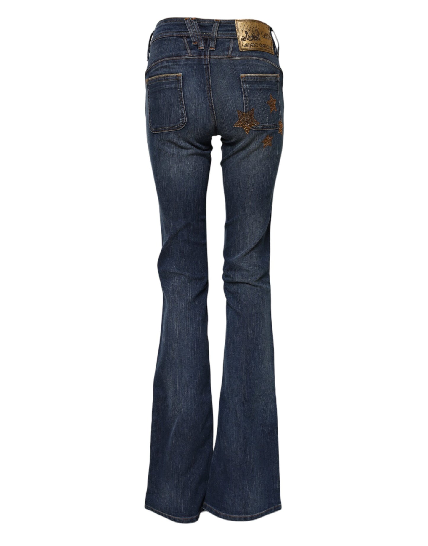 John Galliano Blue Cotton Mid Waist Wide Leg Denim Jeans John Galliano
