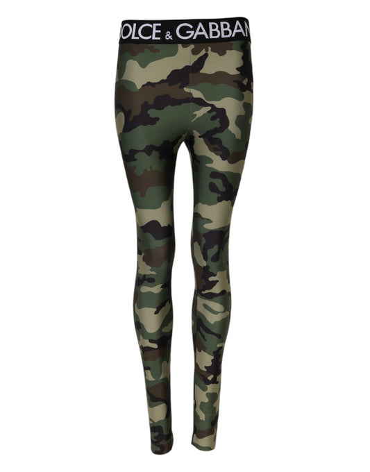 Dolce & Gabbana Multicolor Camouflage DG Waist Leggings Pants Dolce & Gabbana