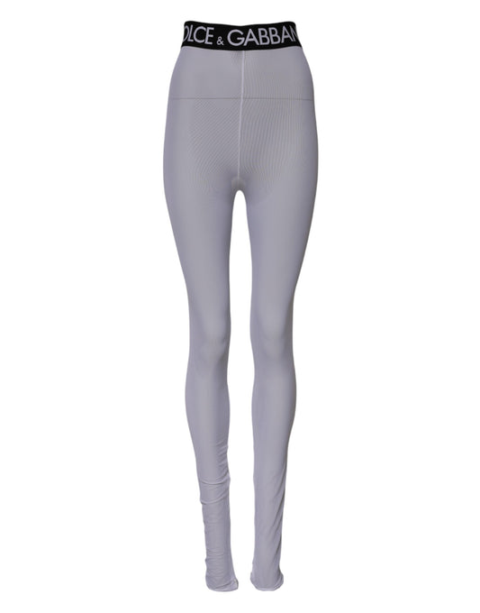 Dolce & Gabbana Gray Nylon DG Logo Mid Waisted Leggings Pants Dolce & Gabbana