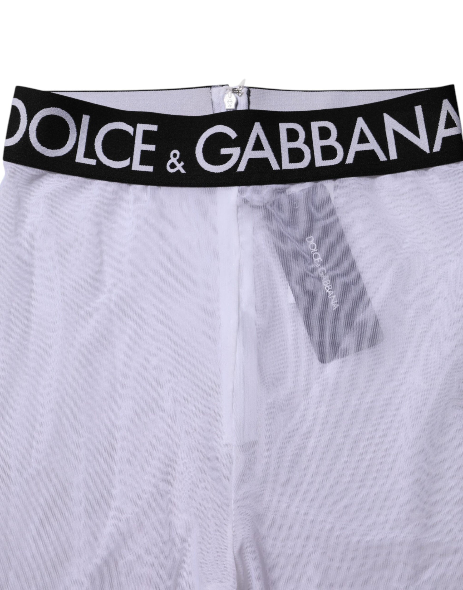 Dolce & Gabbana Gray Nylon DG Logo Mid Waisted Leggings Pants Dolce & Gabbana