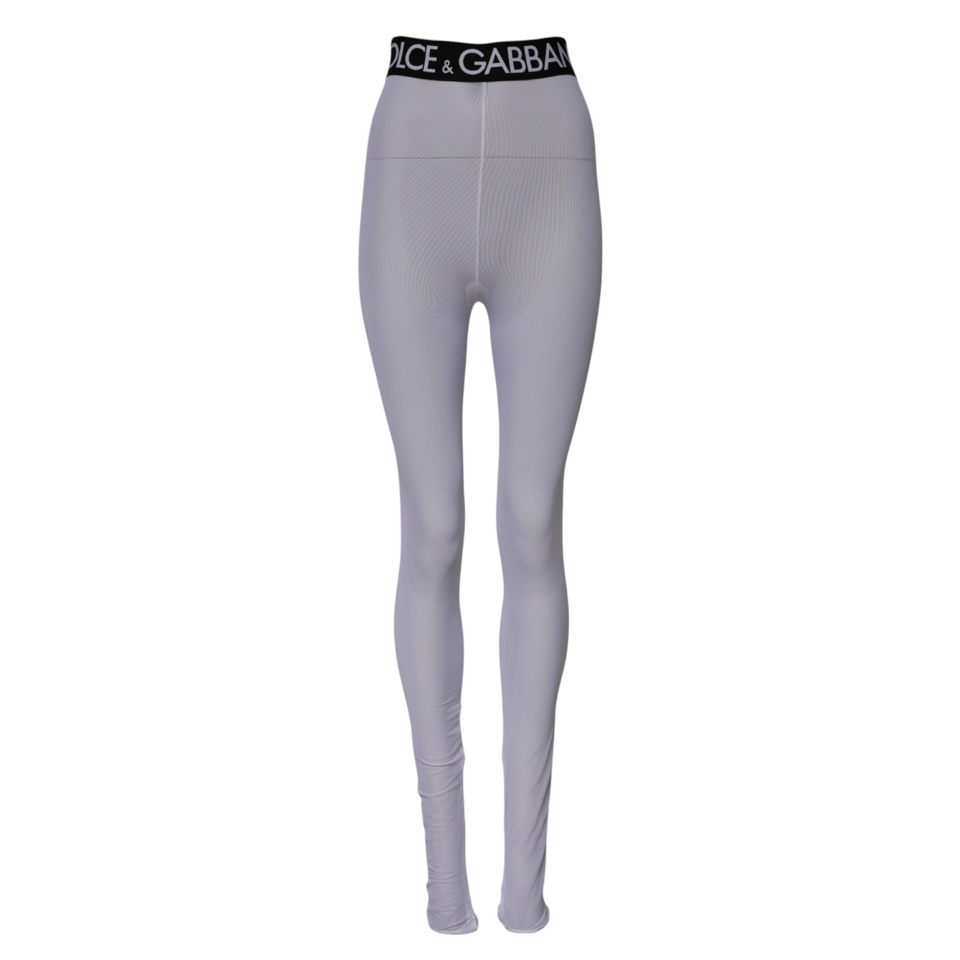 Dolce & Gabbana Gray Nylon DG Logo Mid Waisted Leggings Pants Dolce & Gabbana