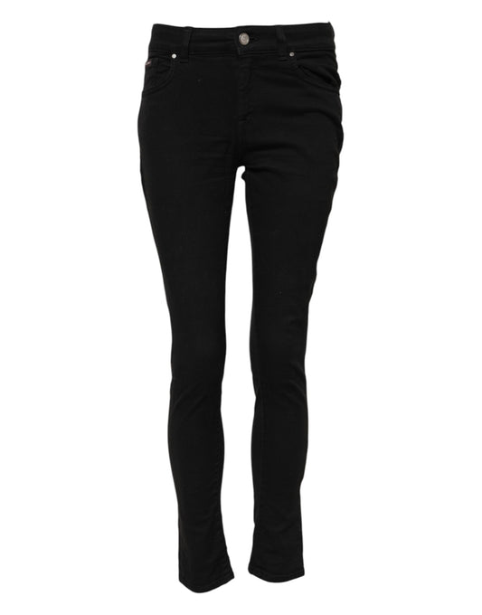 Dolce & Gabbana Black Skinny Cotton Mid Waisted Denim Jeans Dolce & Gabbana