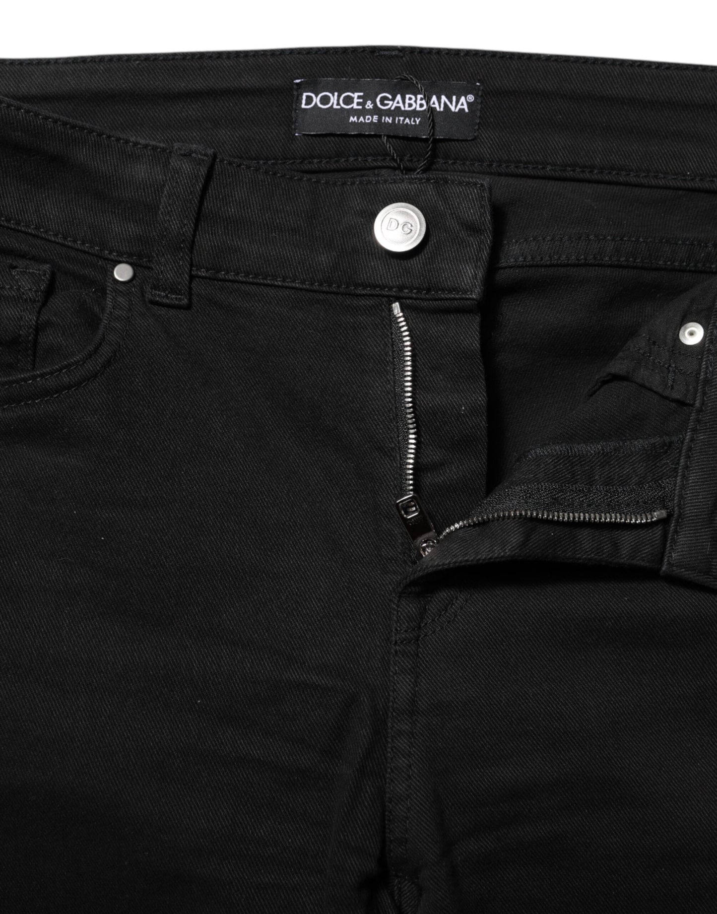Dolce & Gabbana Black Skinny Cotton Mid Waisted Denim Jeans Dolce & Gabbana
