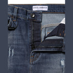 Dolce & Gabbana Blue Washed Cotton High Waisted Denim Jeans