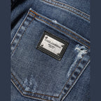 Dolce & Gabbana Blue Washed Cotton High Waisted Denim Jeans