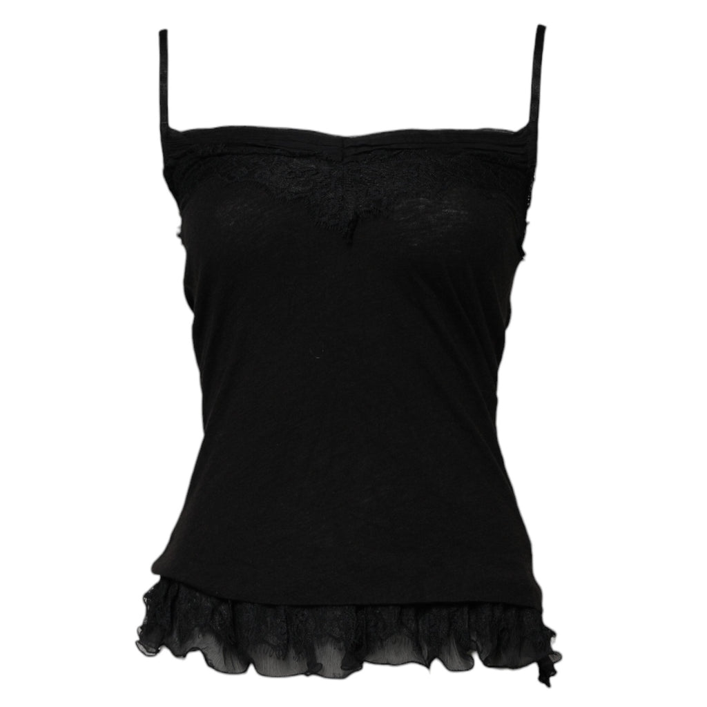 Scervino Street Black Wool Sleeveless Square Neck Tank Top