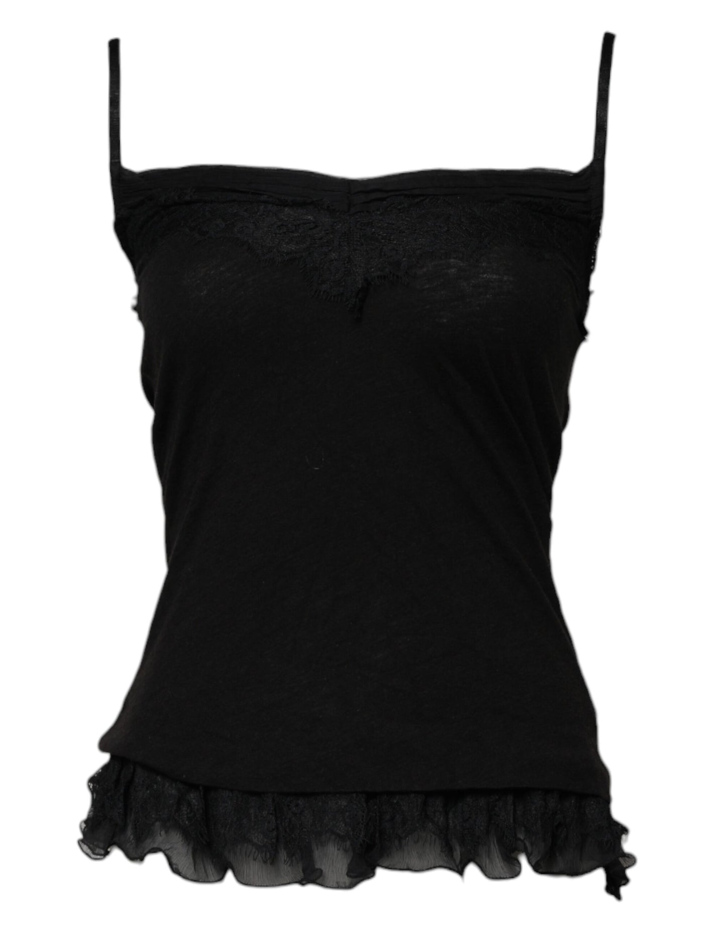 Scervino Street Black Wool Sleeveless Square Neck Tank Top Scervino Street
