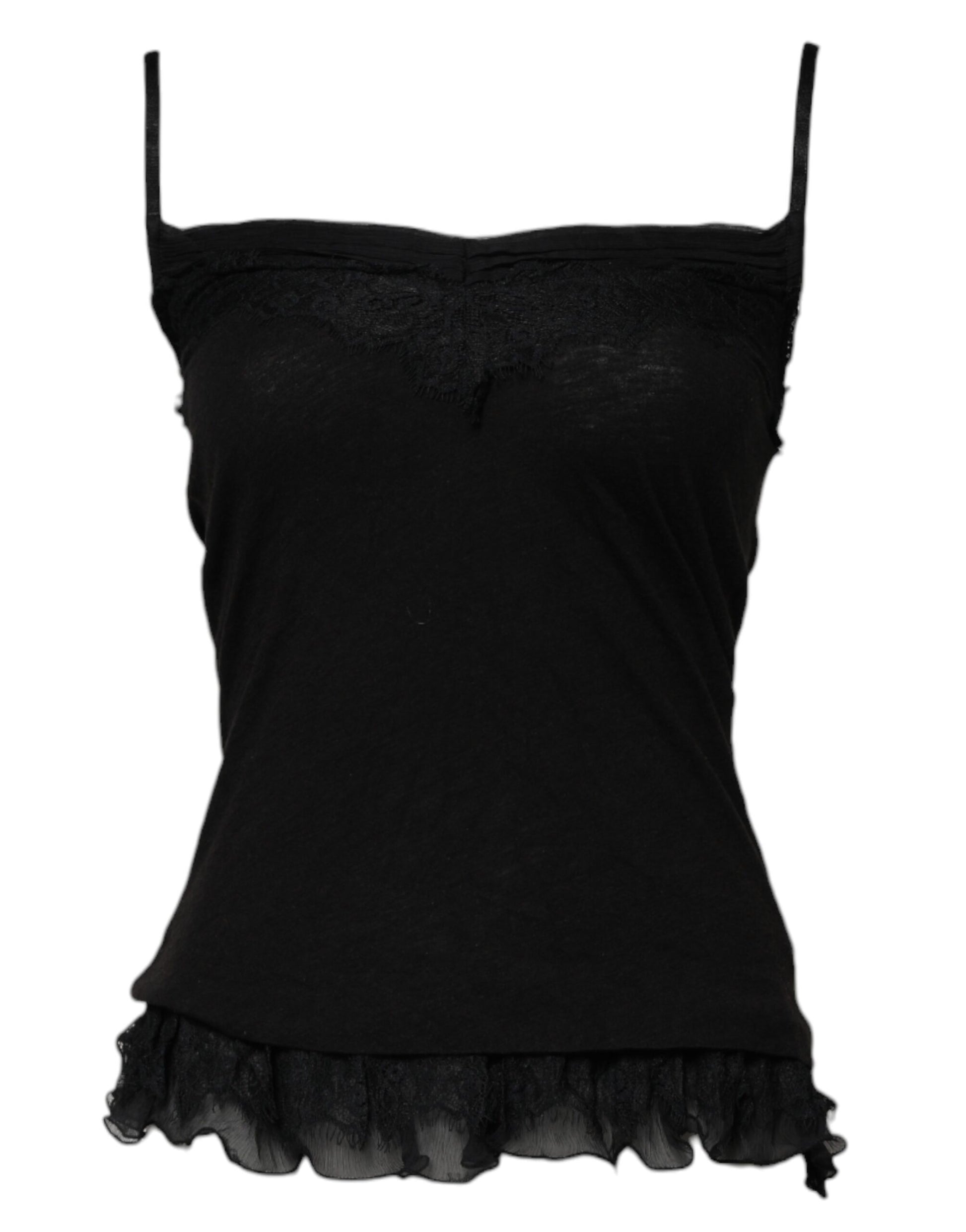 Scervino Street Black Wool Sleeveless Square Neck Tank Top Scervino Street