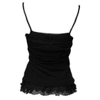 Scervino Street Black Wool Sleeveless Square Neck Tank Top