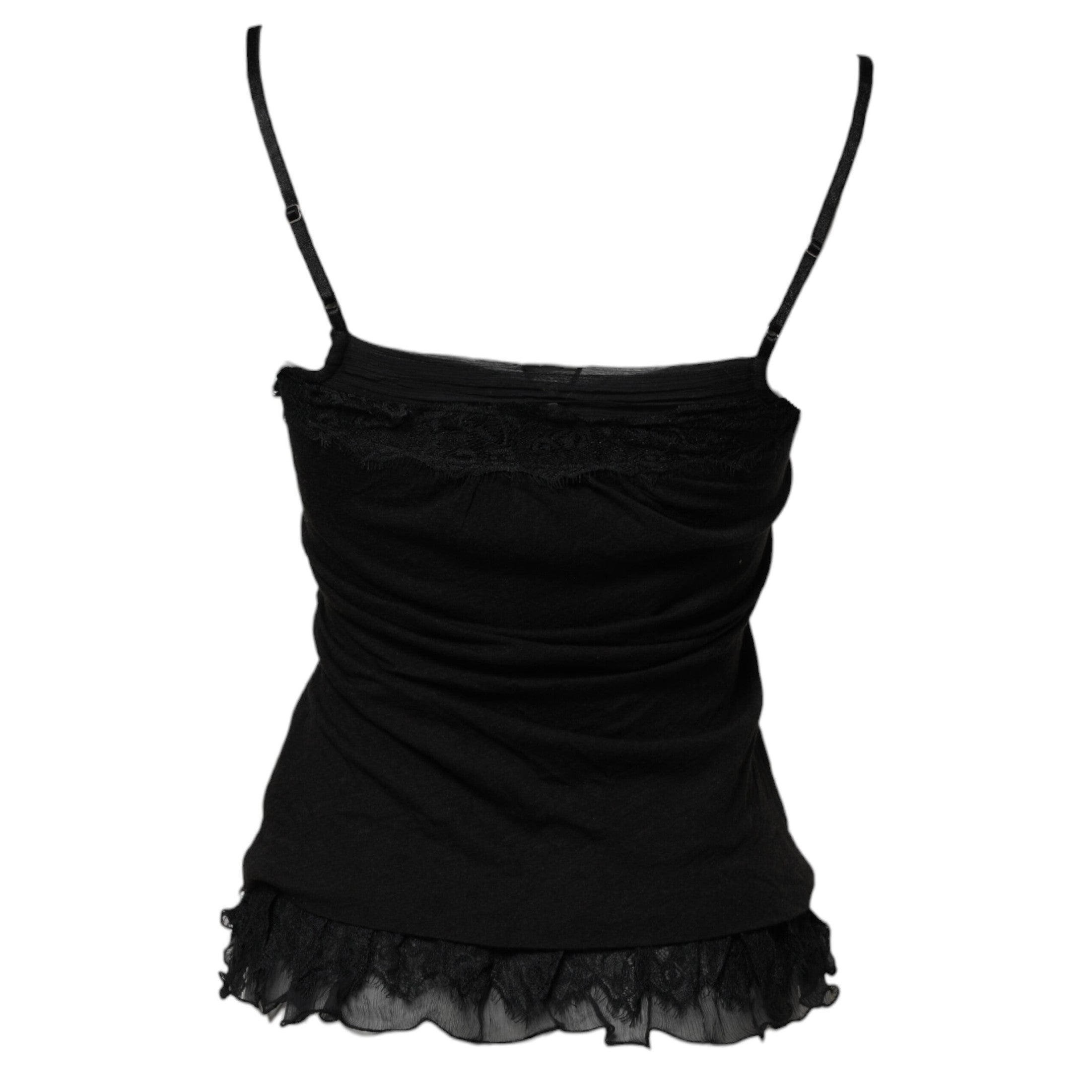 Scervino Street Black Wool Sleeveless Square Neck Tank Top