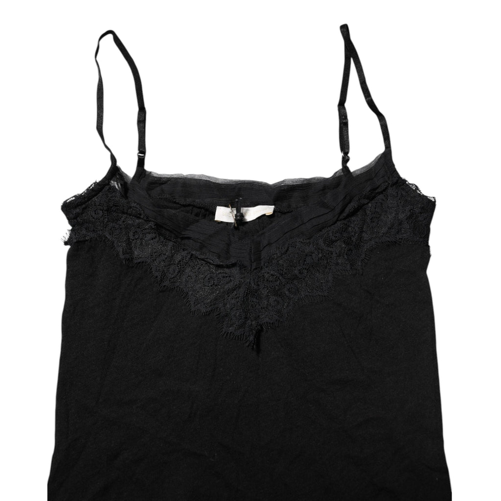 Scervino Street Black Wool Sleeveless Square Neck Tank Top