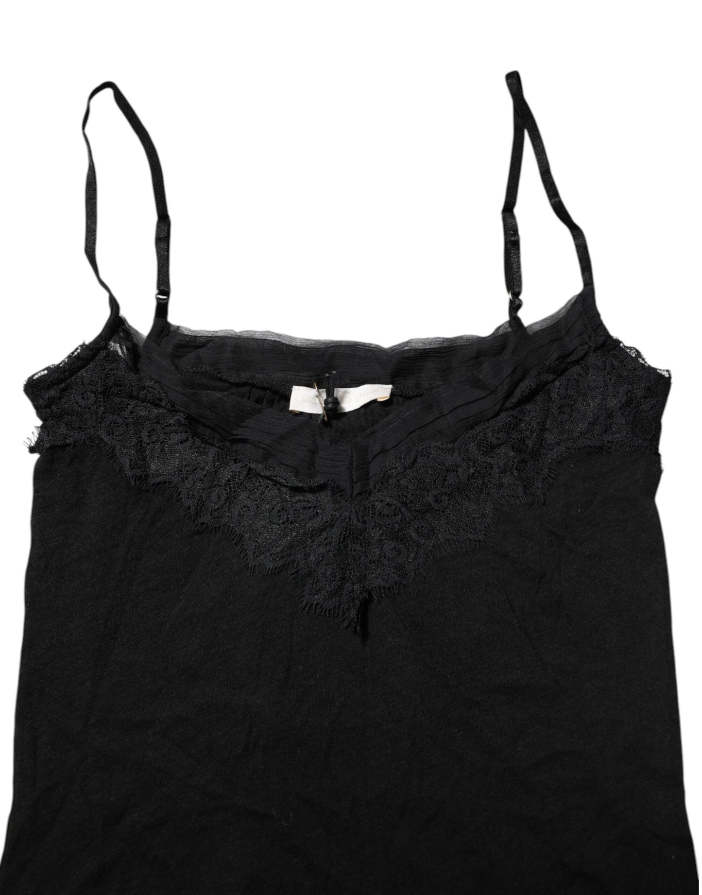 Scervino Street Black Wool Sleeveless Square Neck Tank Top Scervino Street