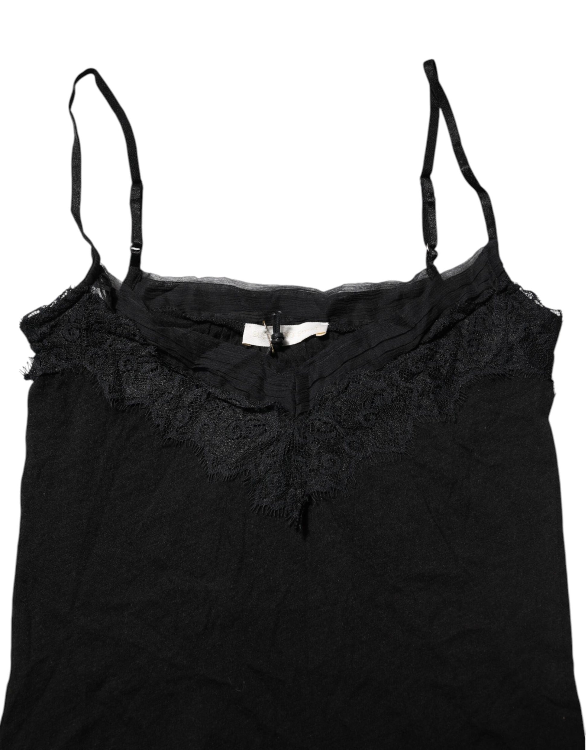 Scervino Street Black Wool Sleeveless Square Neck Tank Top Scervino Street