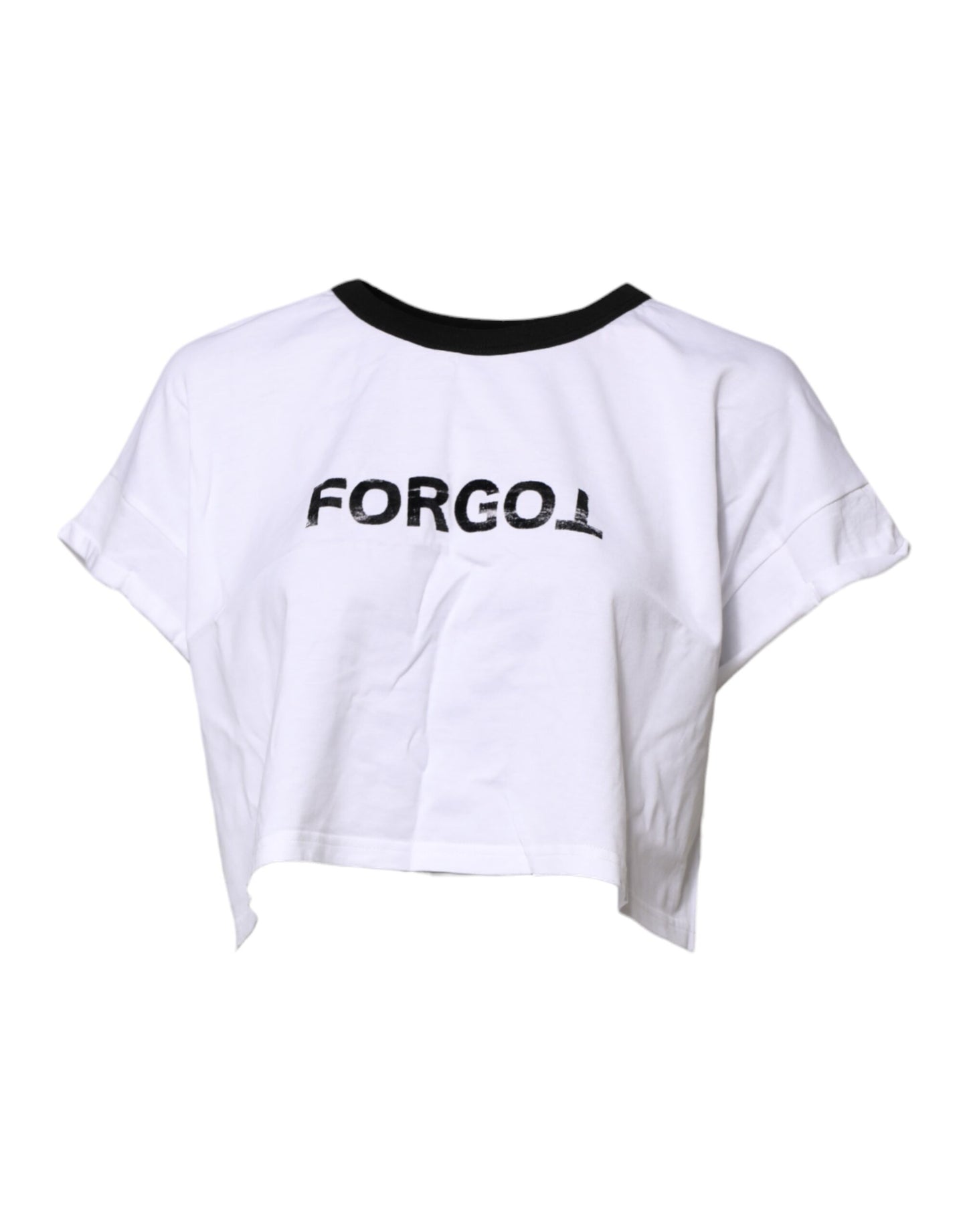 Dolce & Gabbana White Graphic Print Crew Neck Cropped T-shirt Dolce & Gabbana