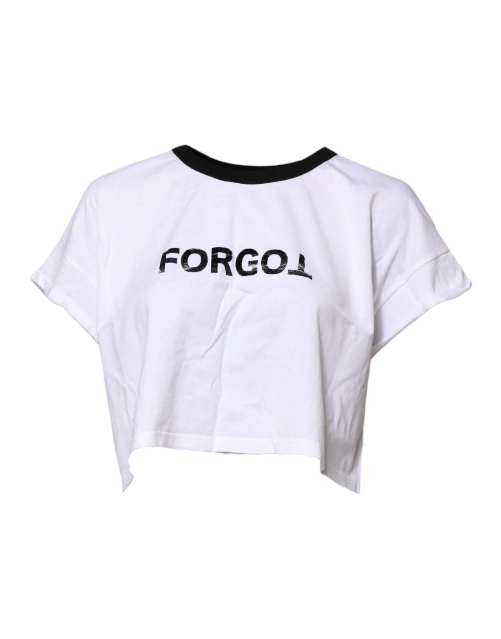 Dolce & Gabbana White Graphic Print Crew Neck Cropped T-shirt Dolce & Gabbana