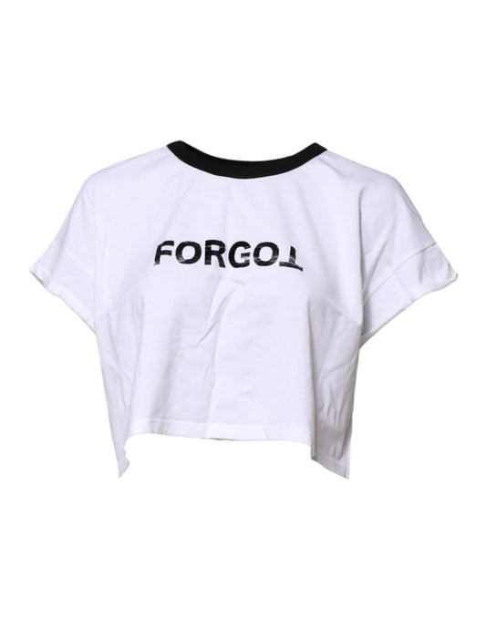 Dolce & Gabbana White Graphic Print Crew Neck Cropped T-shirt Dolce & Gabbana
