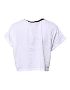 Dolce & Gabbana White Graphic Print Crew Neck Cropped T-shirt