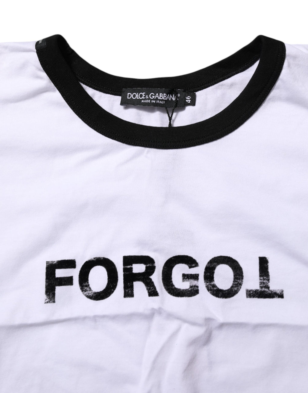 Dolce & Gabbana White Graphic Print Crew Neck Cropped T-shirt