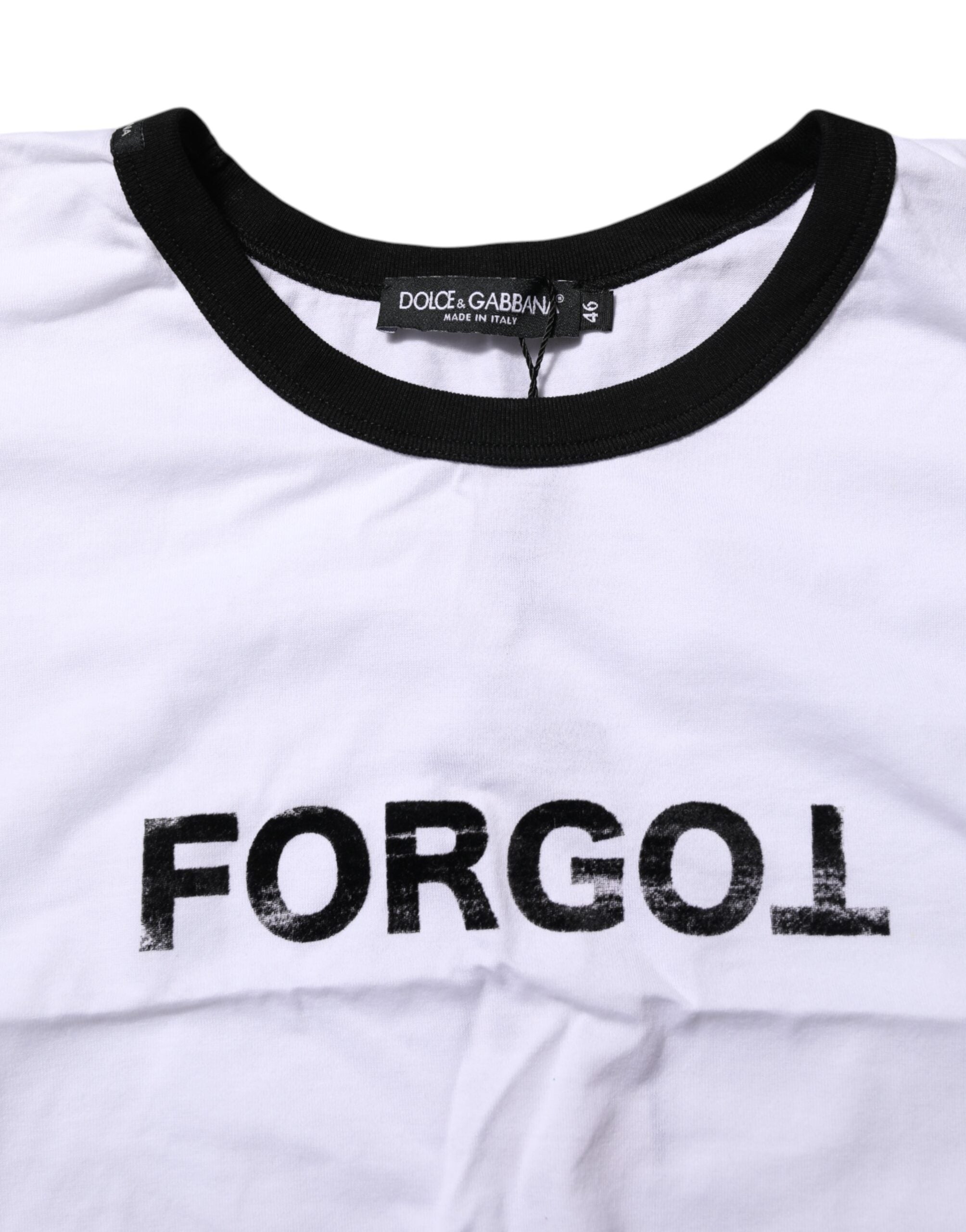 Dolce & Gabbana White Graphic Print Crew Neck Cropped T-shirt