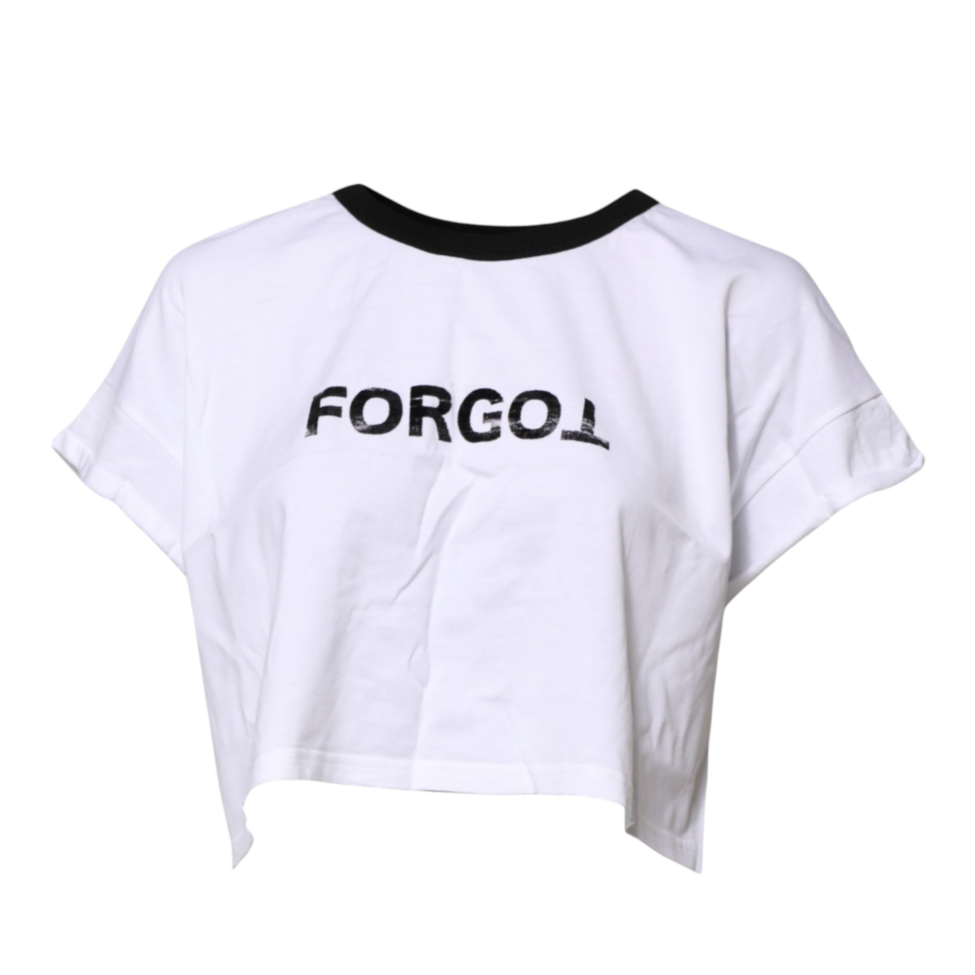 Dolce & Gabbana White Graphic Print Crew Neck Cropped T-shirt Dolce & Gabbana