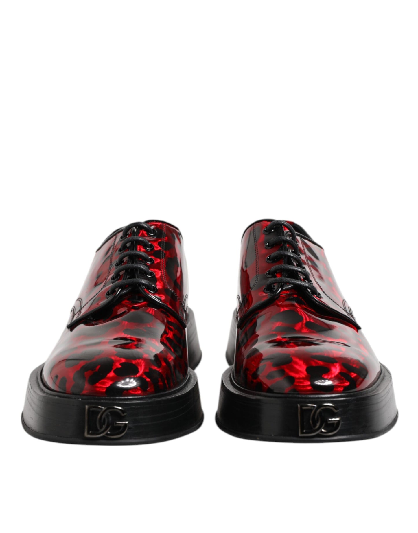 Dolce & Gabbana Red Leopard Derby Formal Men Dress Shoes Dolce & Gabbana
