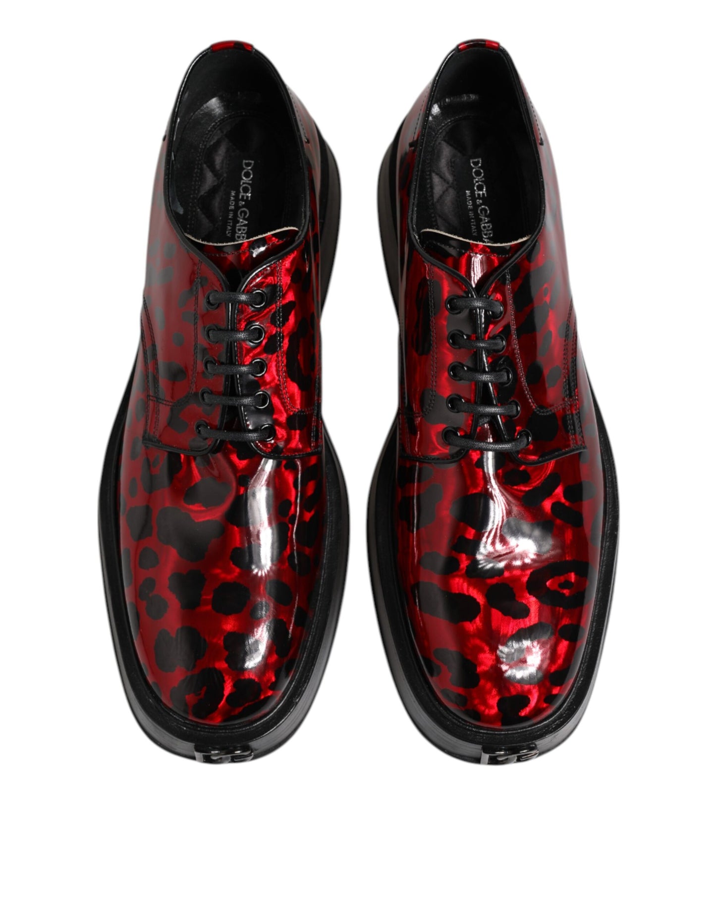 Dolce & Gabbana Red Leopard Derby Formal Men Dress Shoes Dolce & Gabbana