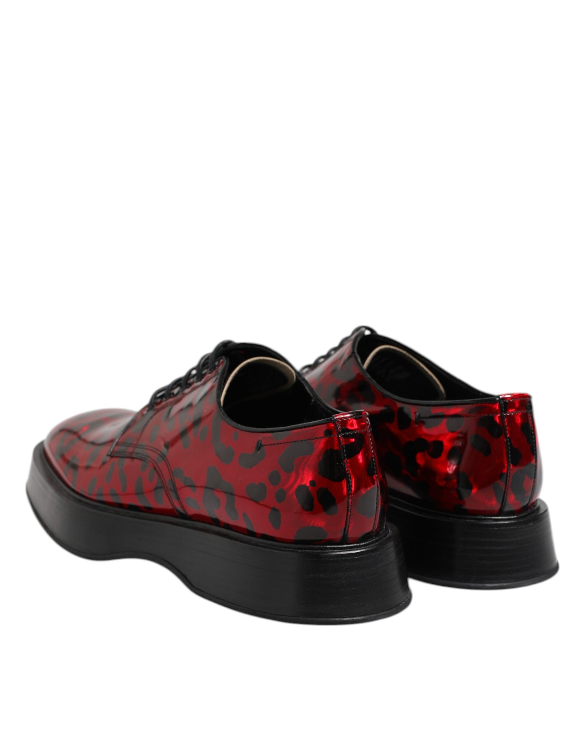 Dolce & Gabbana Red Leopard Derby Formal Men Dress Shoes Dolce & Gabbana