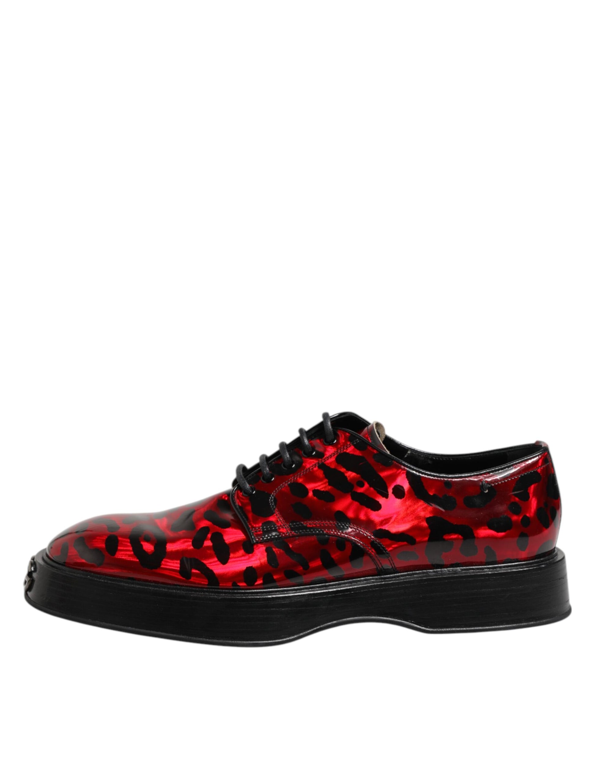 Dolce & Gabbana Red Leopard Derby Formal Men Dress Shoes Dolce & Gabbana