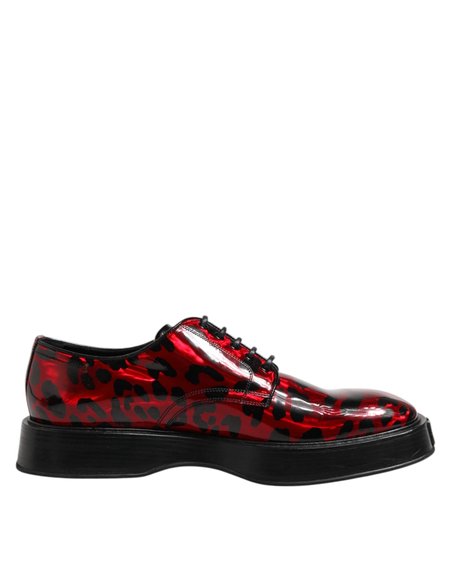 Dolce & Gabbana Red Leopard Derby Formal Men Dress Shoes Dolce & Gabbana