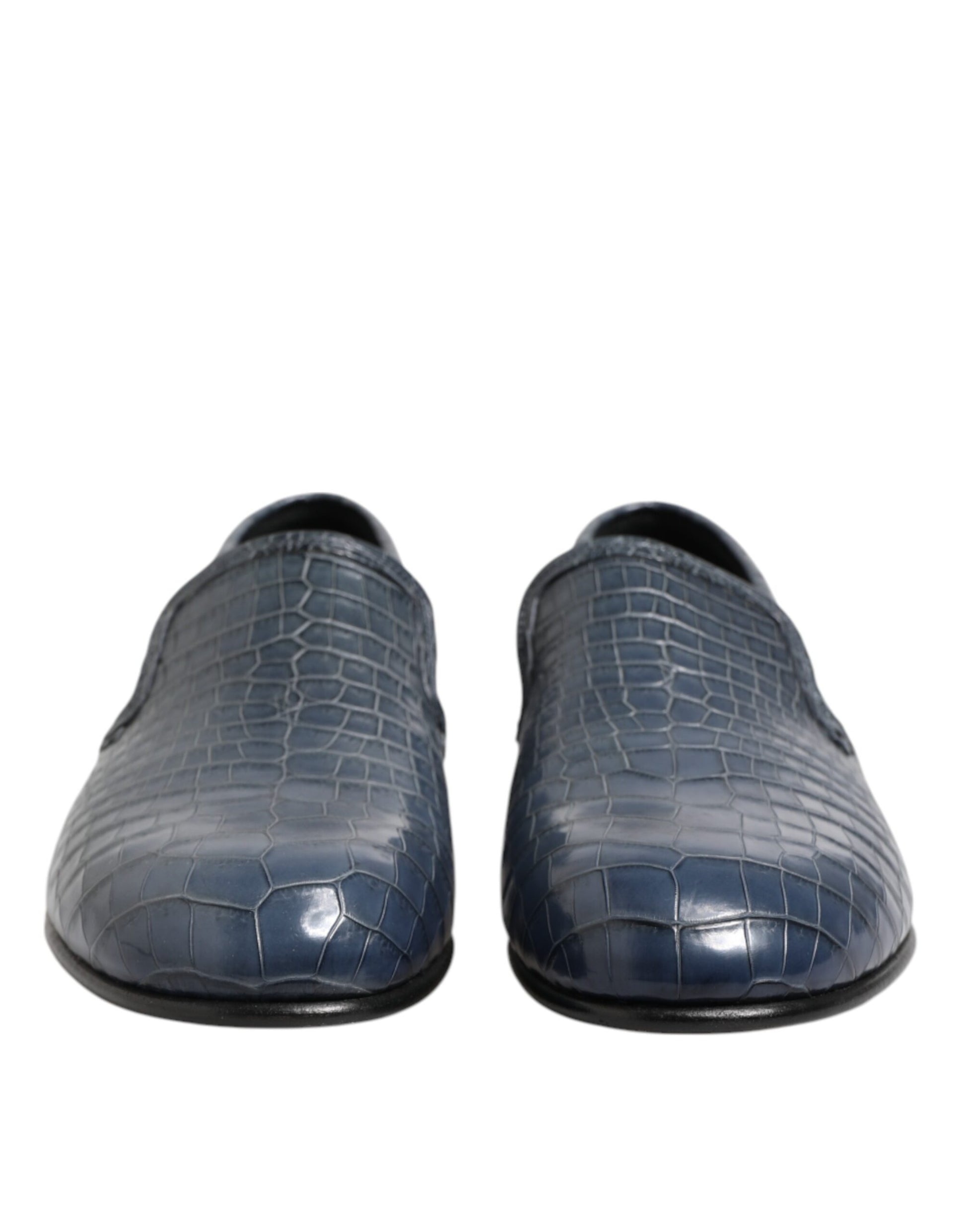 Dolce & Gabbana Blue Exotic Leather Slip On Loafers Men Dress Shoes Dolce & Gabbana