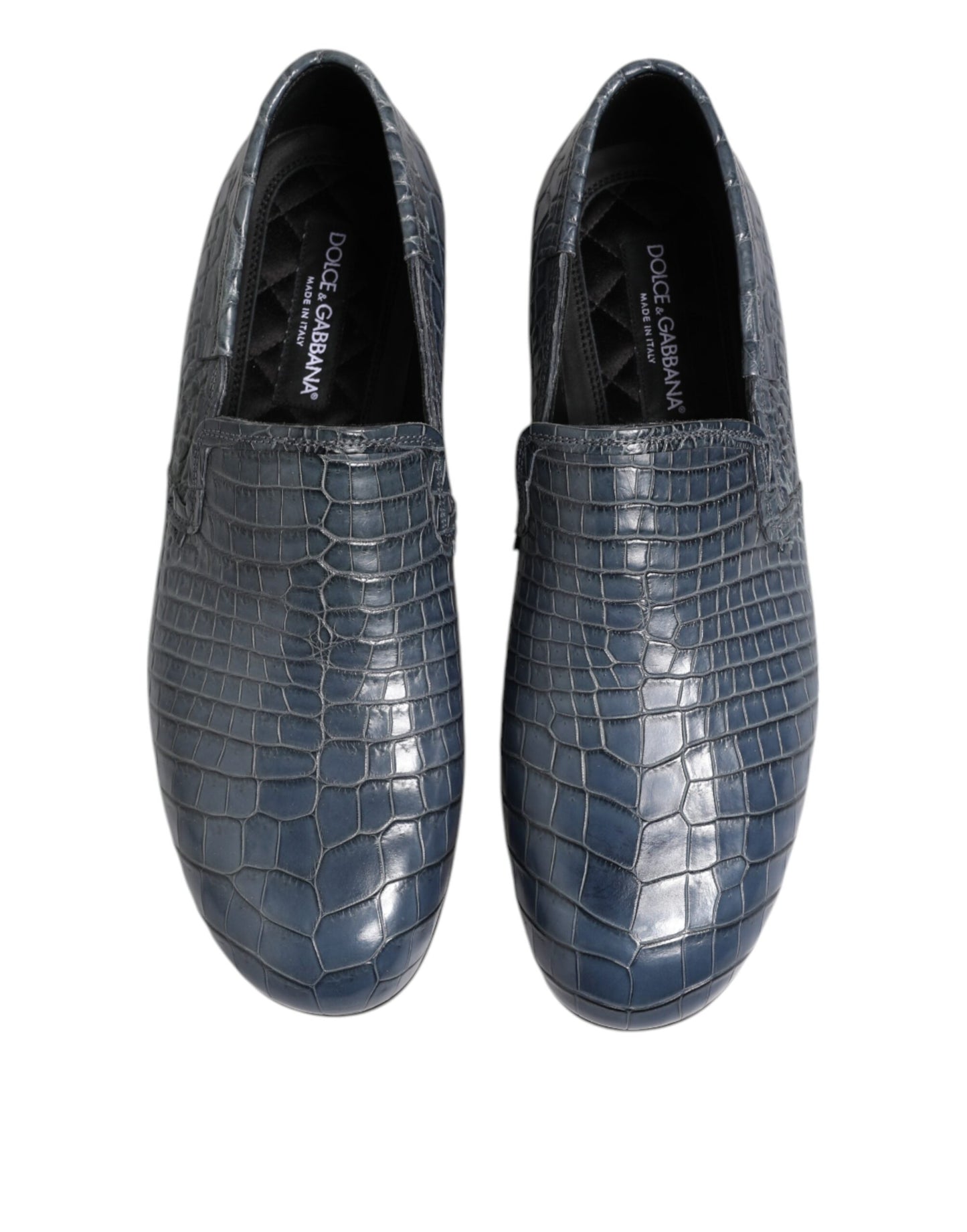 Dolce & Gabbana Blue Exotic Leather Slip On Loafers Men Dress Shoes Dolce & Gabbana