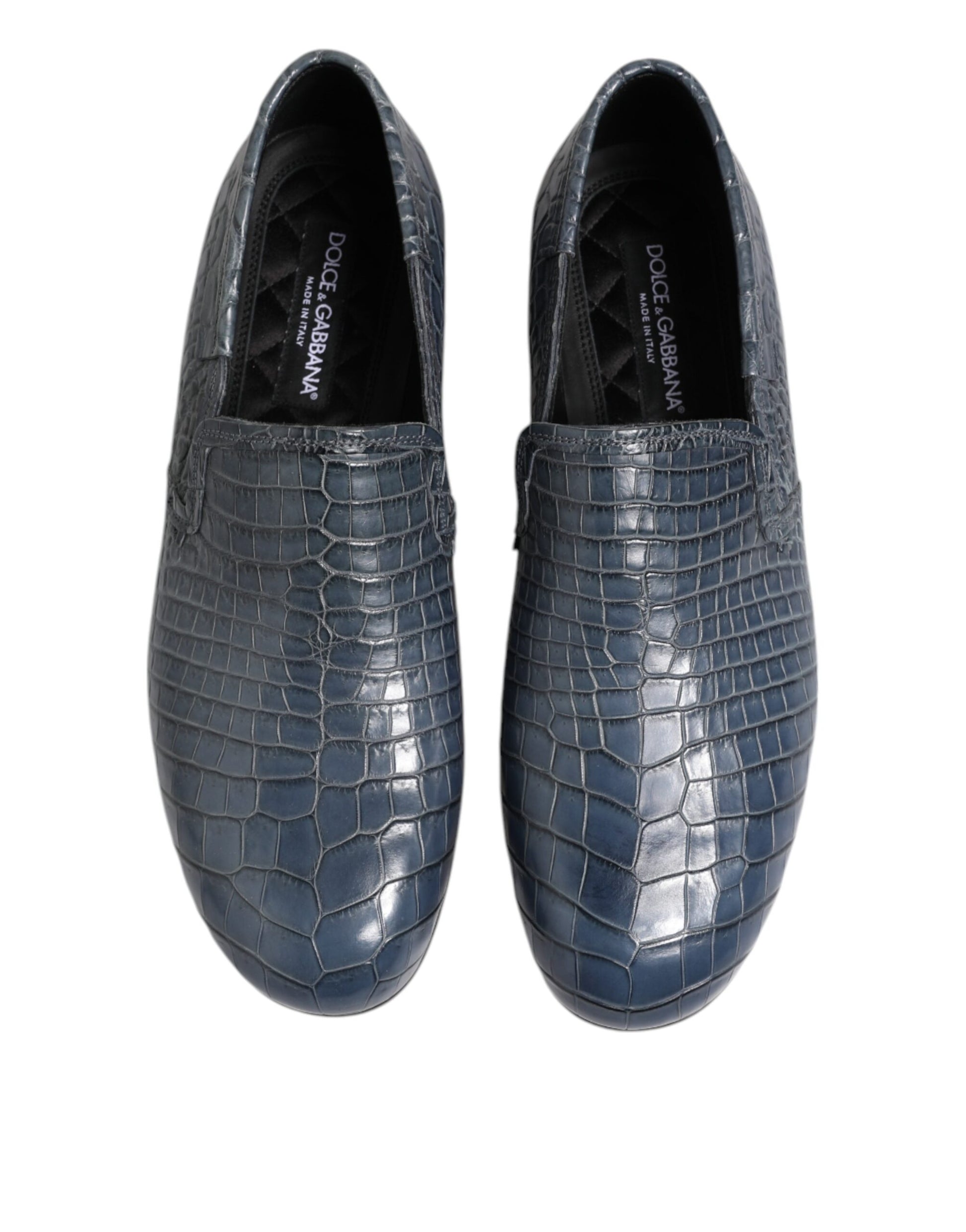 Dolce & Gabbana Blue Exotic Leather Slip On Loafers Men Dress Shoes Dolce & Gabbana