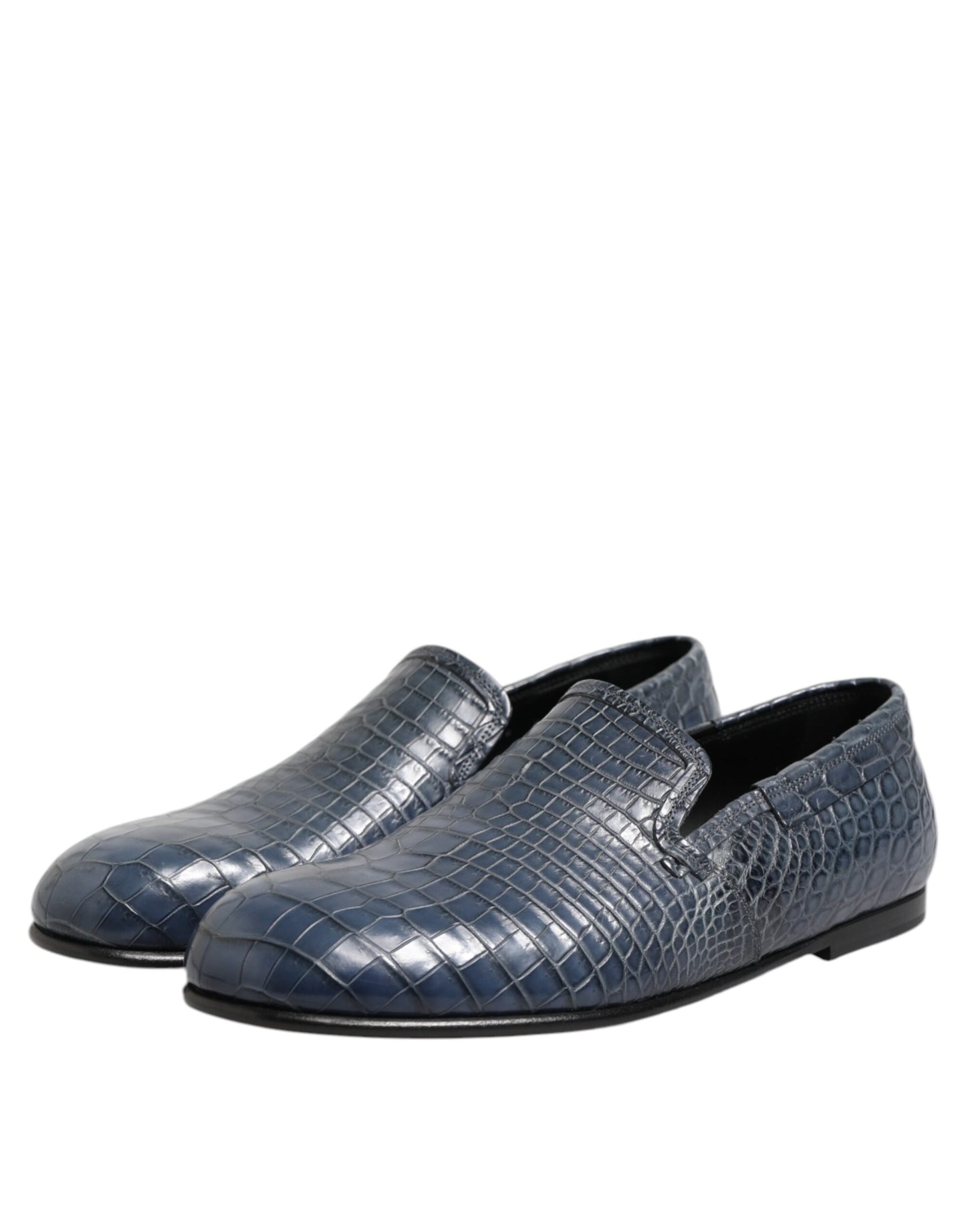 Dolce & Gabbana Blue Exotic Leather Slip On Loafers Men Dress Shoes Dolce & Gabbana