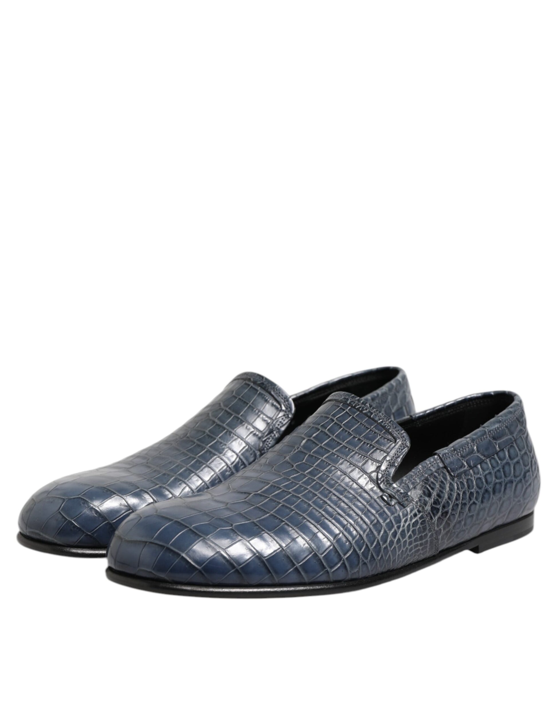 Dolce & Gabbana Blue Exotic Leather Slip On Loafers Men Dress Shoes Dolce & Gabbana