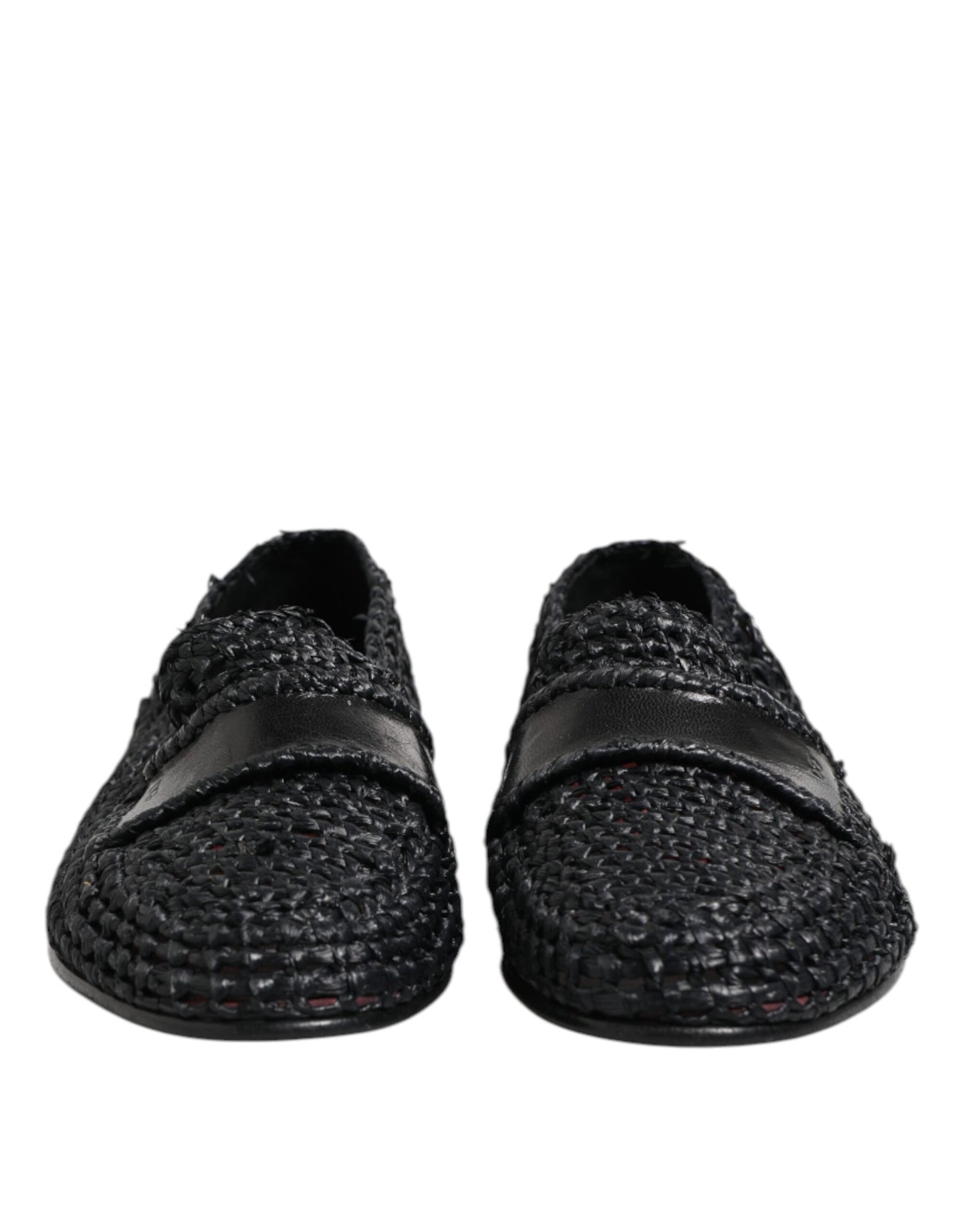 Dolce & Gabbana Black Woven Leather Slip On Loafers Men Shoes Dolce & Gabbana