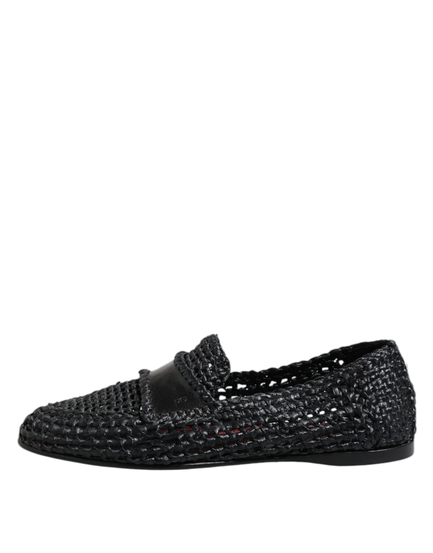 Dolce & Gabbana Black Woven Leather Slip On Loafers Men Shoes Dolce & Gabbana