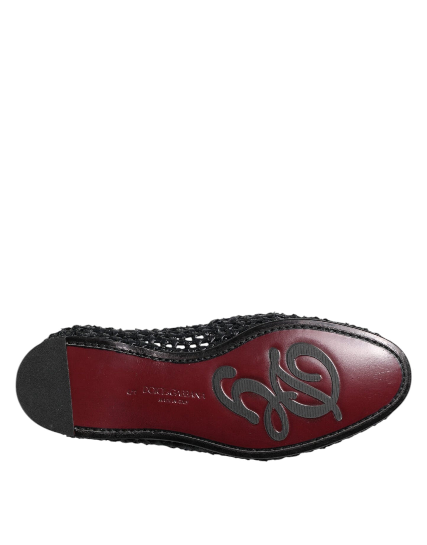 Dolce & Gabbana Black Woven Leather Slip On Loafers Men Shoes Dolce & Gabbana